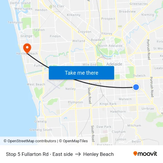 Stop 5 Fullarton Rd - East side to Henley Beach map