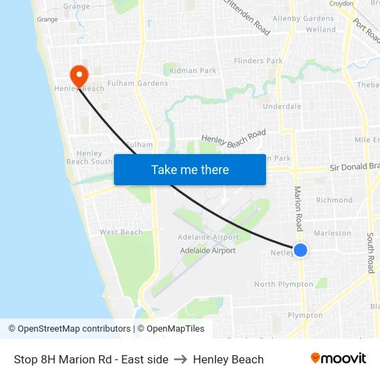 Stop 8H Marion Rd - East side to Henley Beach map
