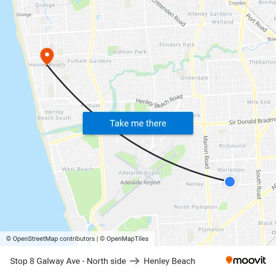 Stop 8 Galway Ave - North side to Henley Beach map