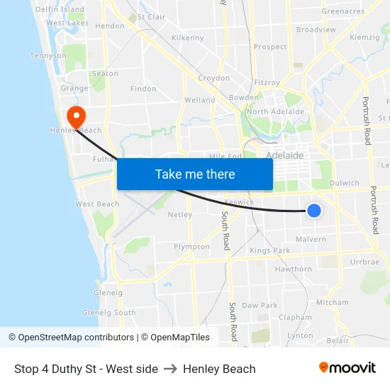 Stop 4 Duthy St - West side to Henley Beach map