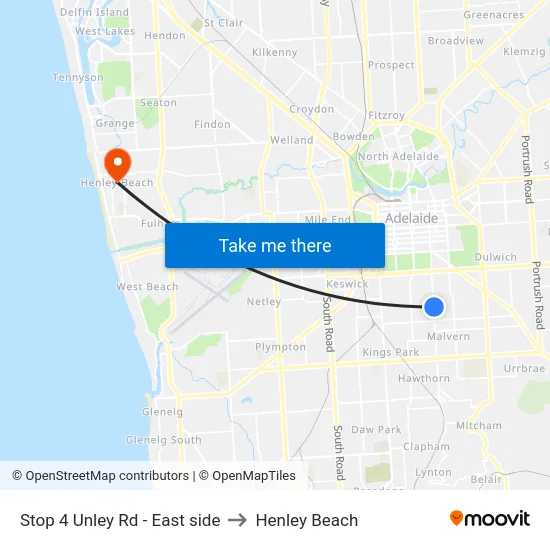 Stop 4 Unley Rd - East side to Henley Beach map