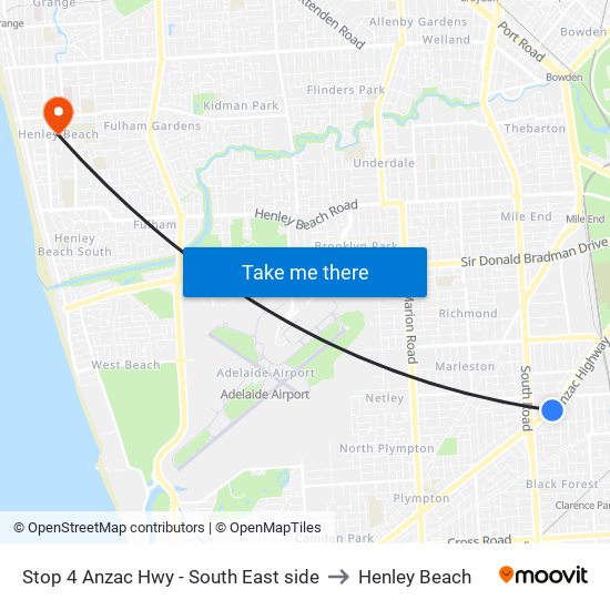 Stop 4 Anzac Hwy - South East side to Henley Beach map