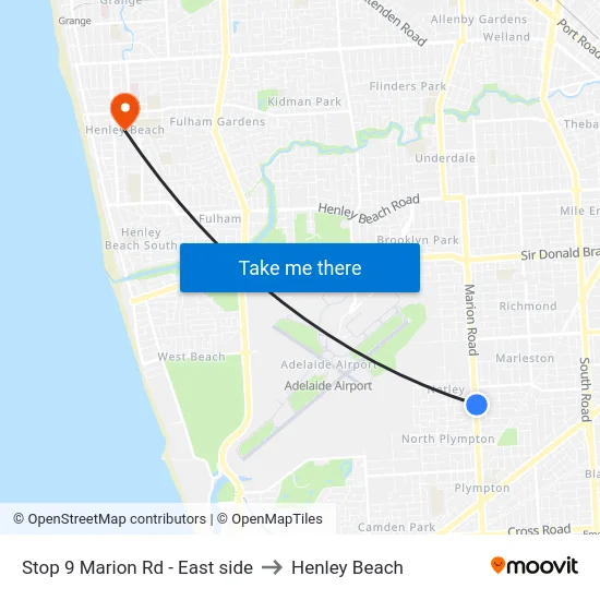 Stop 9 Marion Rd - East side to Henley Beach map