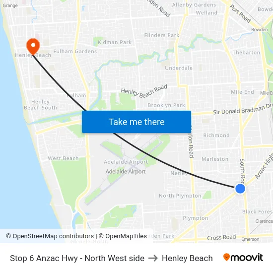 Stop 6 Anzac Hwy - North West side to Henley Beach map