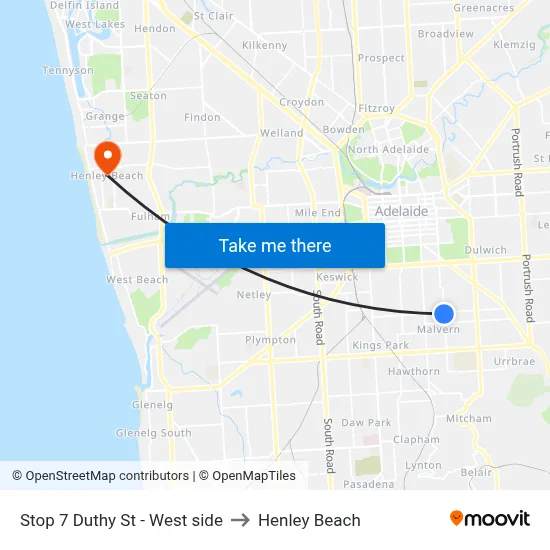 Stop 7 Duthy St - West side to Henley Beach map