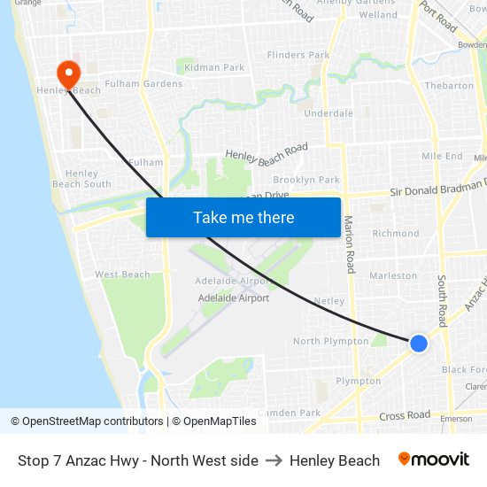 Stop 7 Anzac Hwy - North West side to Henley Beach map