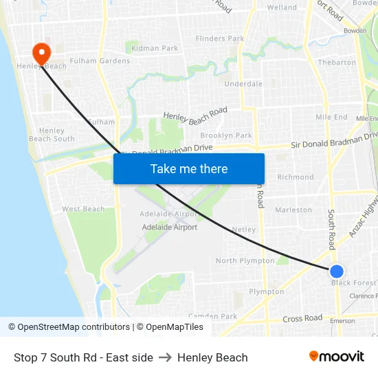 Stop 7 South Rd - East side to Henley Beach map