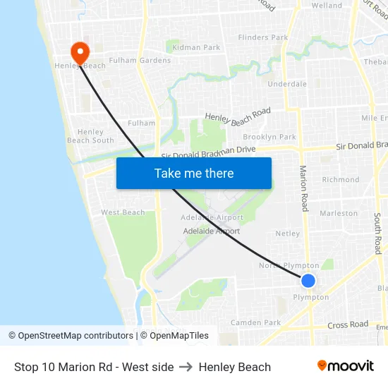 Stop 10 Marion Rd - West side to Henley Beach map