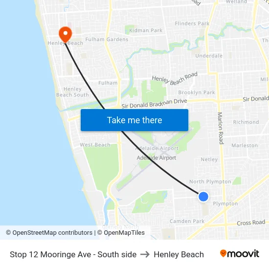 Stop 12 Mooringe Ave - South side to Henley Beach map