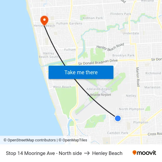 Stop 14 Mooringe Ave - North side to Henley Beach map