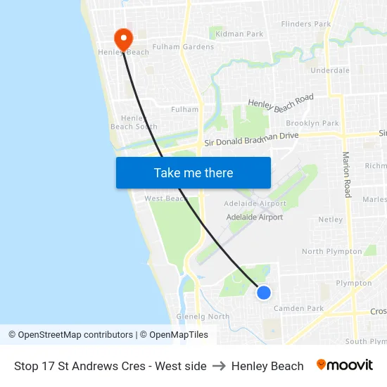 Stop 17 St Andrews Cres - West side to Henley Beach map