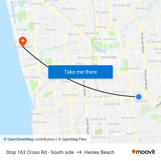 Stop 163 Cross Rd - South side to Henley Beach map
