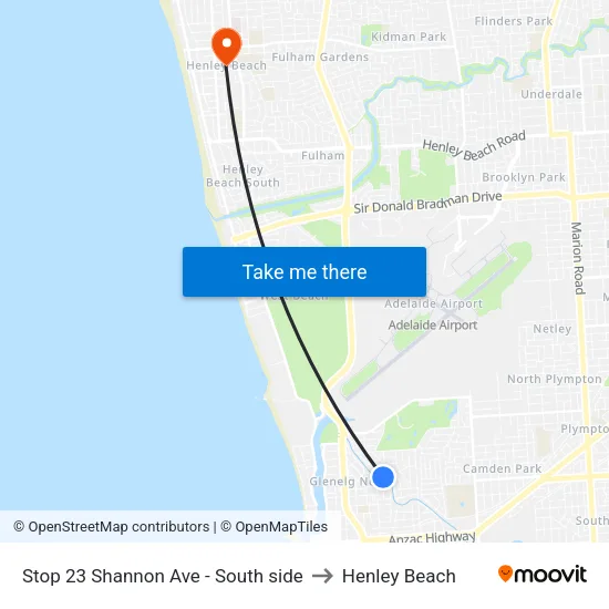 Stop 23 Shannon Ave - South side to Henley Beach map