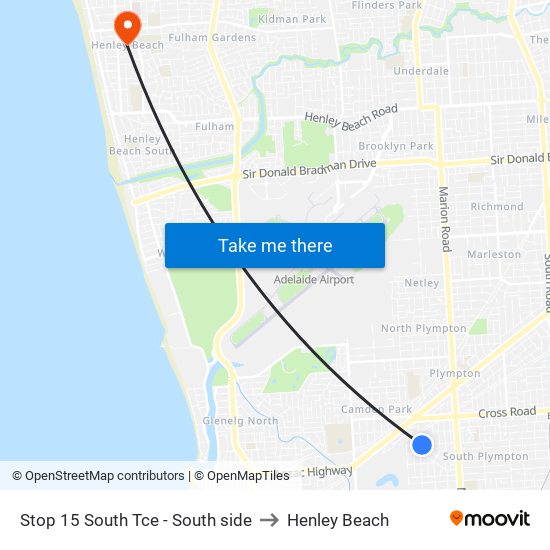 Stop 15 South Tce - South side to Henley Beach map