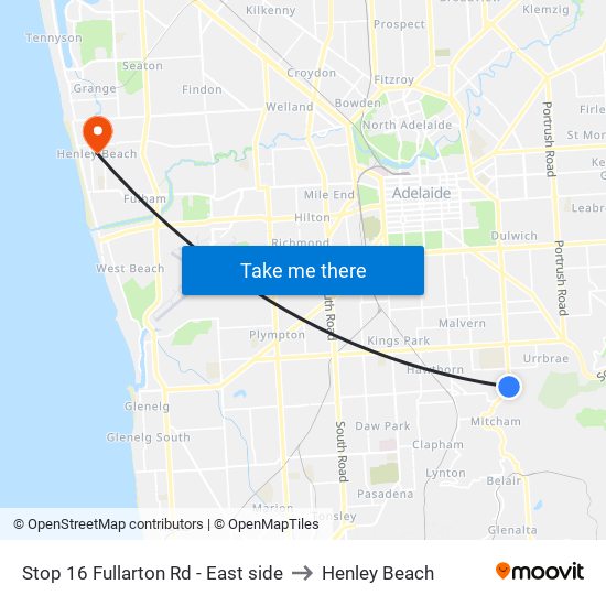 Stop 16 Fullarton Rd - East side to Henley Beach map