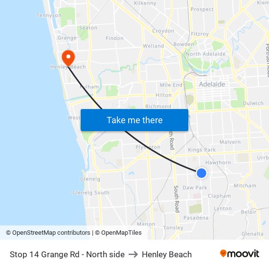 Stop 14 Grange Rd - North side to Henley Beach map