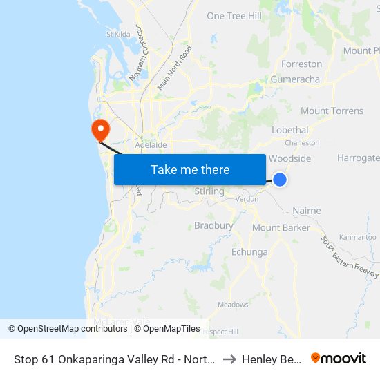 Stop 61 Onkaparinga Valley Rd - North side to Henley Beach map