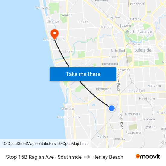 Stop 15B Raglan Ave - South side to Henley Beach map