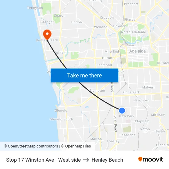 Stop 17 Winston Ave - West side to Henley Beach map
