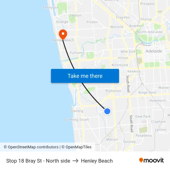 Stop 18 Bray St - North side to Henley Beach map