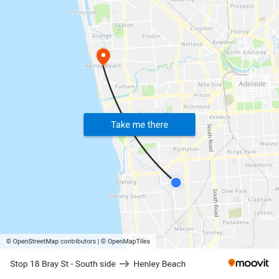 Stop 18 Bray St - South side to Henley Beach map