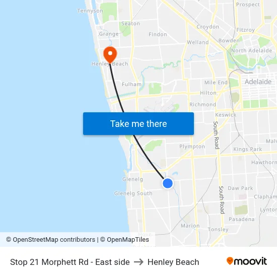 Stop 21 Morphett Rd - East side to Henley Beach map