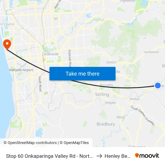 Stop 60 Onkaparinga Valley Rd - North side to Henley Beach map