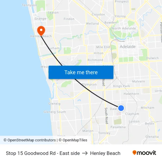 Stop 15 Goodwood Rd - East side to Henley Beach map