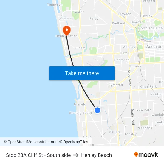 Stop 23A Cliff St - South side to Henley Beach map