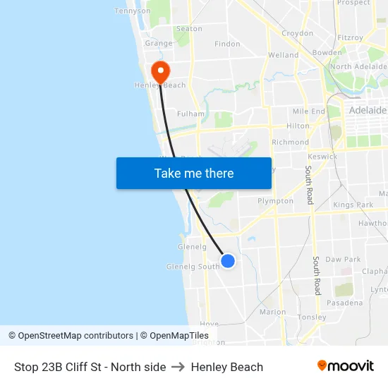 Stop 23B Cliff St - North side to Henley Beach map