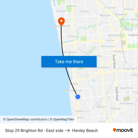 Stop 29 Brighton Rd - East side to Henley Beach map
