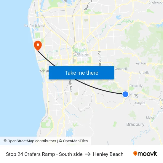 Stop 24 Crafers Ramp - South side to Henley Beach map