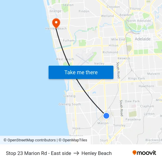 Stop 23 Marion Rd - East side to Henley Beach map