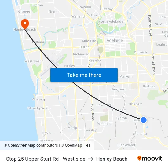 Stop 25 Upper Sturt Rd - West side to Henley Beach map