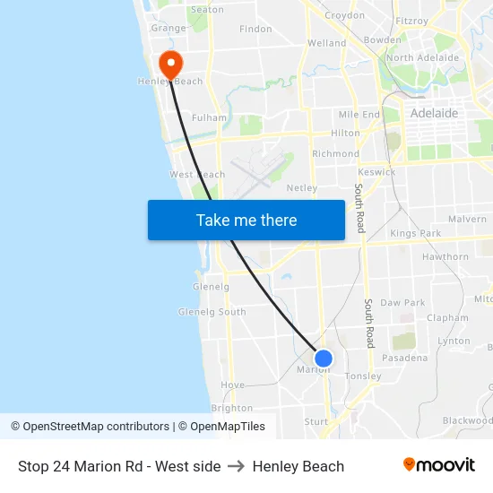 Stop 24 Marion Rd - West side to Henley Beach map