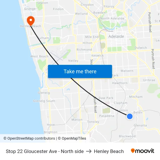Stop 22 Gloucester Ave - North side to Henley Beach map