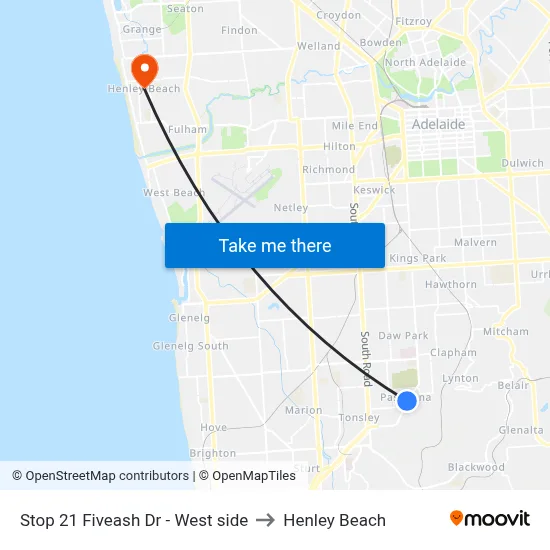 Stop 21 Fiveash Dr - West side to Henley Beach map