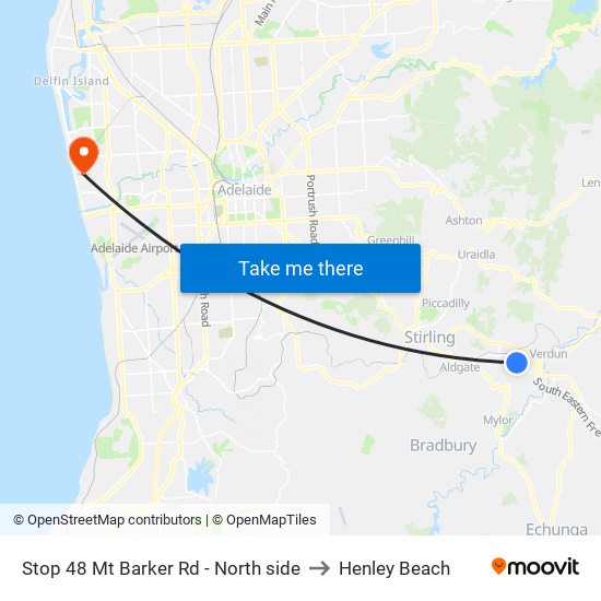 Stop 48 Mt Barker Rd - North side to Henley Beach map