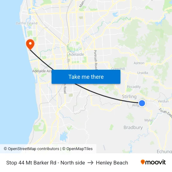 Stop 44 Mt Barker Rd - North side to Henley Beach map