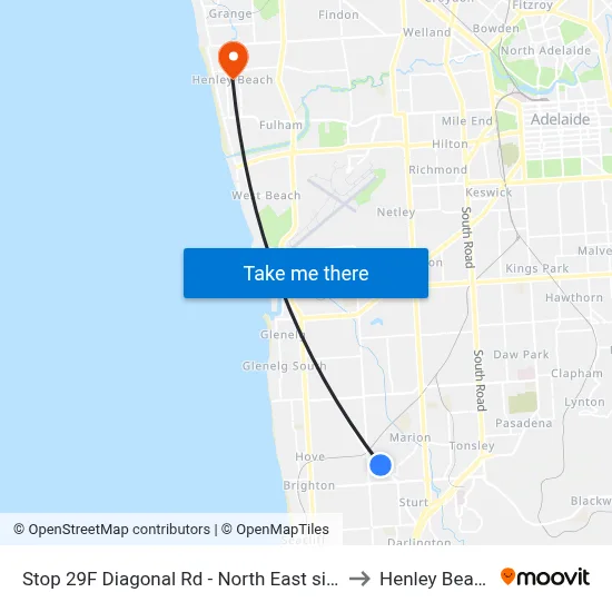 Stop 29F Diagonal Rd - North East side to Henley Beach map