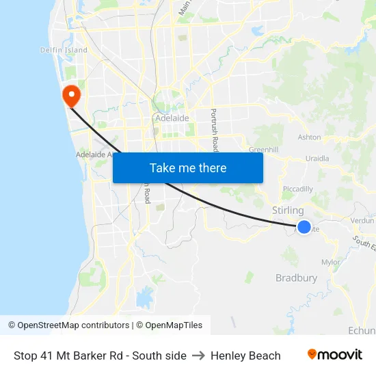 Stop 41 Mt Barker Rd - South side to Henley Beach map