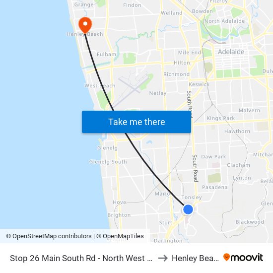 Stop 26 Main South Rd - North West side to Henley Beach map