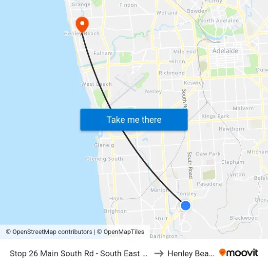 Stop 26 Main South Rd - South East side to Henley Beach map