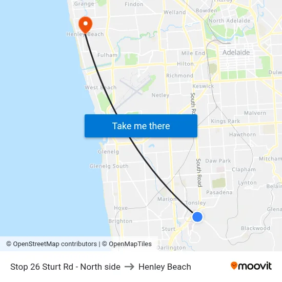 Stop 26 Sturt Rd - North side to Henley Beach map