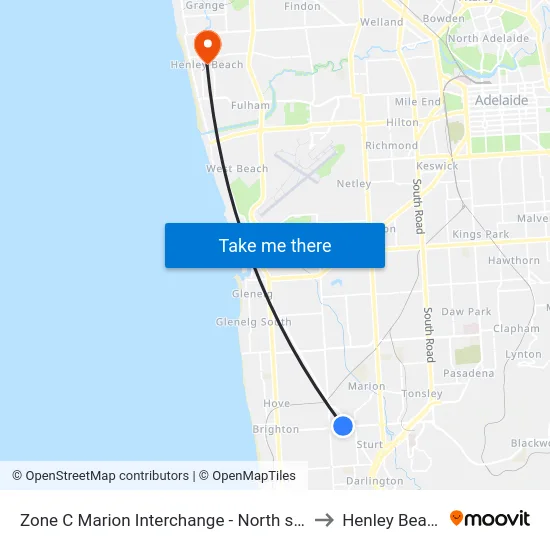 Zone C Marion Interchange - North side to Henley Beach map