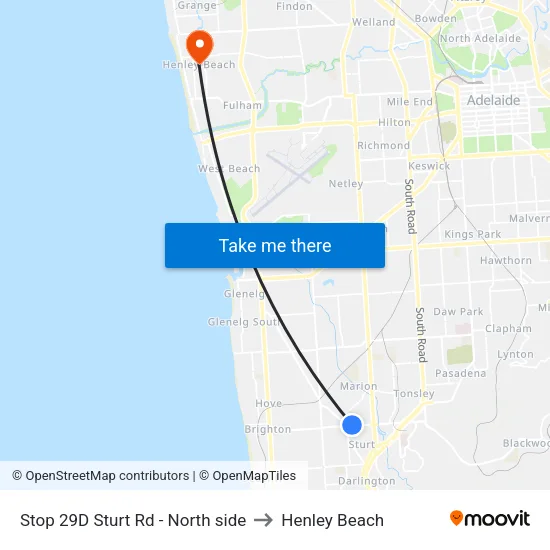 Stop 29D Sturt Rd - North side to Henley Beach map
