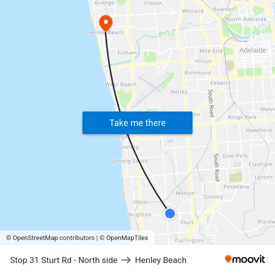 Stop 31 Sturt Rd - North side to Henley Beach map