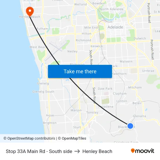 Stop 33A Main Rd - South side to Henley Beach map
