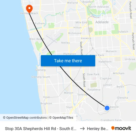 Stop 30A Shepherds Hill Rd - South East side to Henley Beach map
