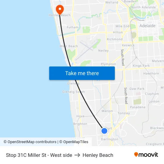 Stop 31C Miller St - West side to Henley Beach map